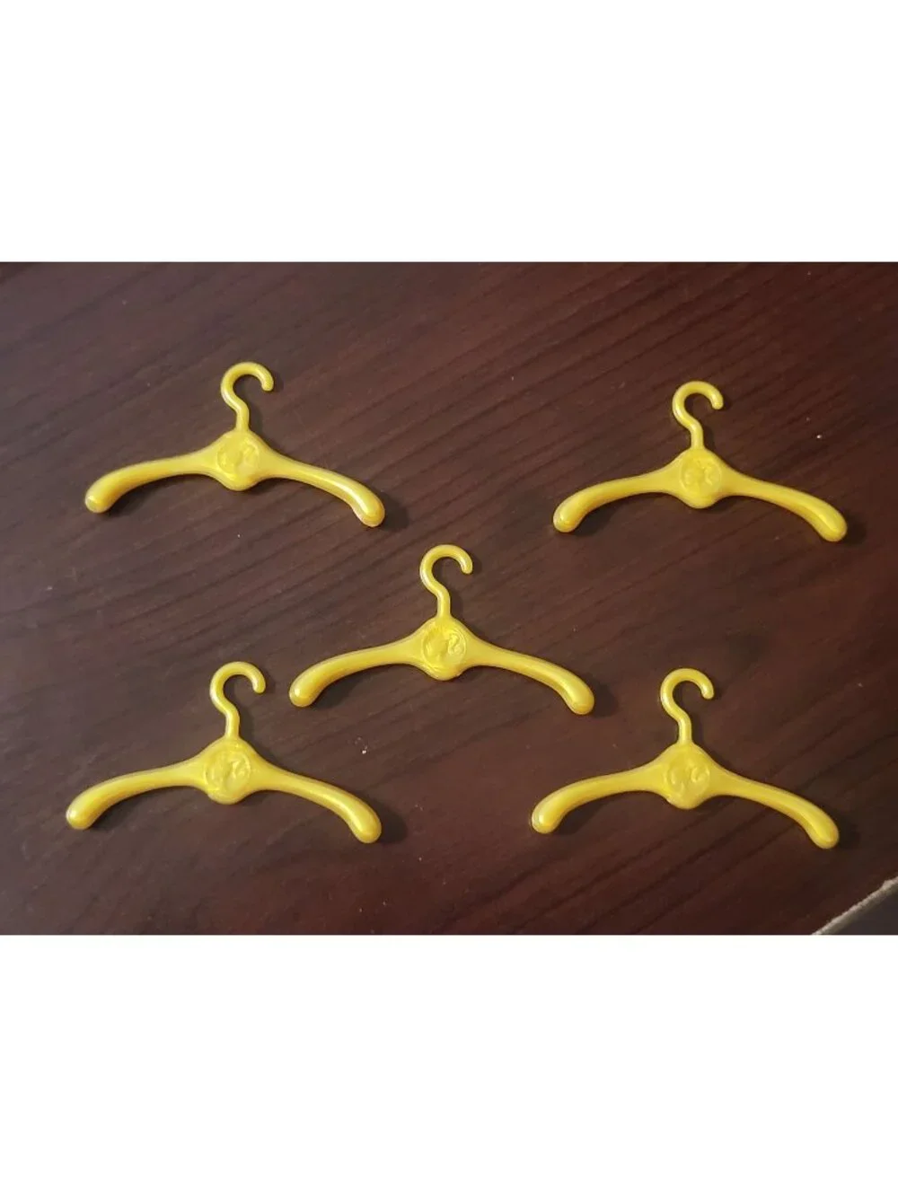Mattel Barbie Gold Plastic Doll Clothes Hangers Set of 5